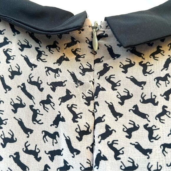 Vintage Equestrian Chiffon Horse Mini Dress S - Picture 5 of 6
